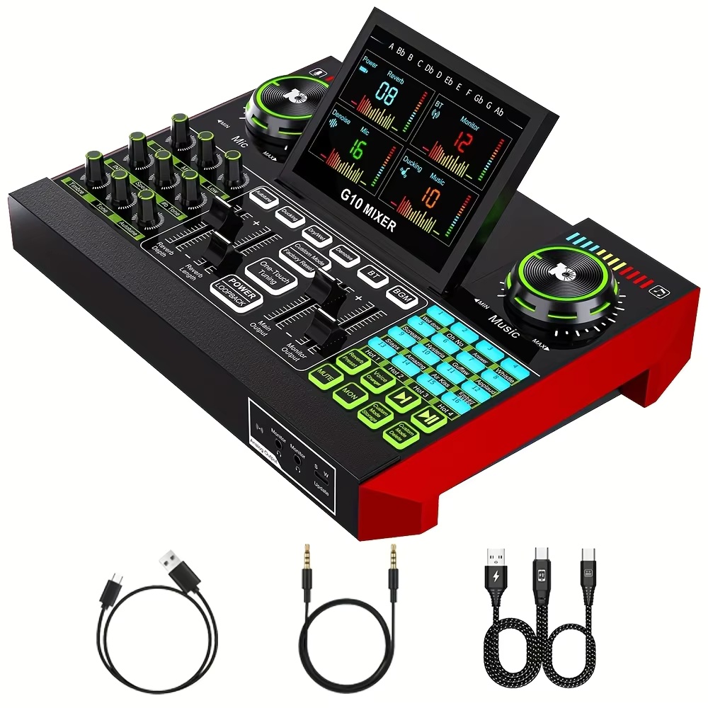 Pc Gaming Youtubers - Tenlamp G10 Podcast-Mikrofon-Set mit Live-Soundkarte, Audio-Mixer,