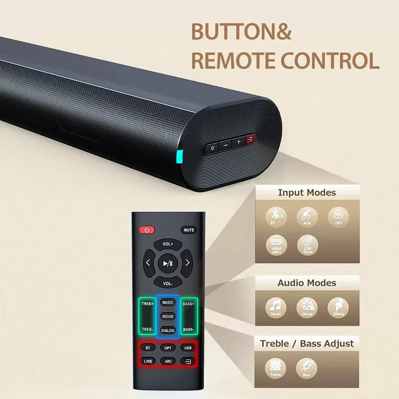 Pc Gaming Apple - 60W Soundbars für TV-Audio mit Bluetooth/AUX/HDMI