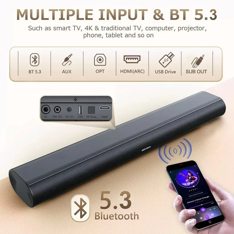 60W Soundbars für TV-Audio mit – Pc Gaming Apple Bewertung und Preis