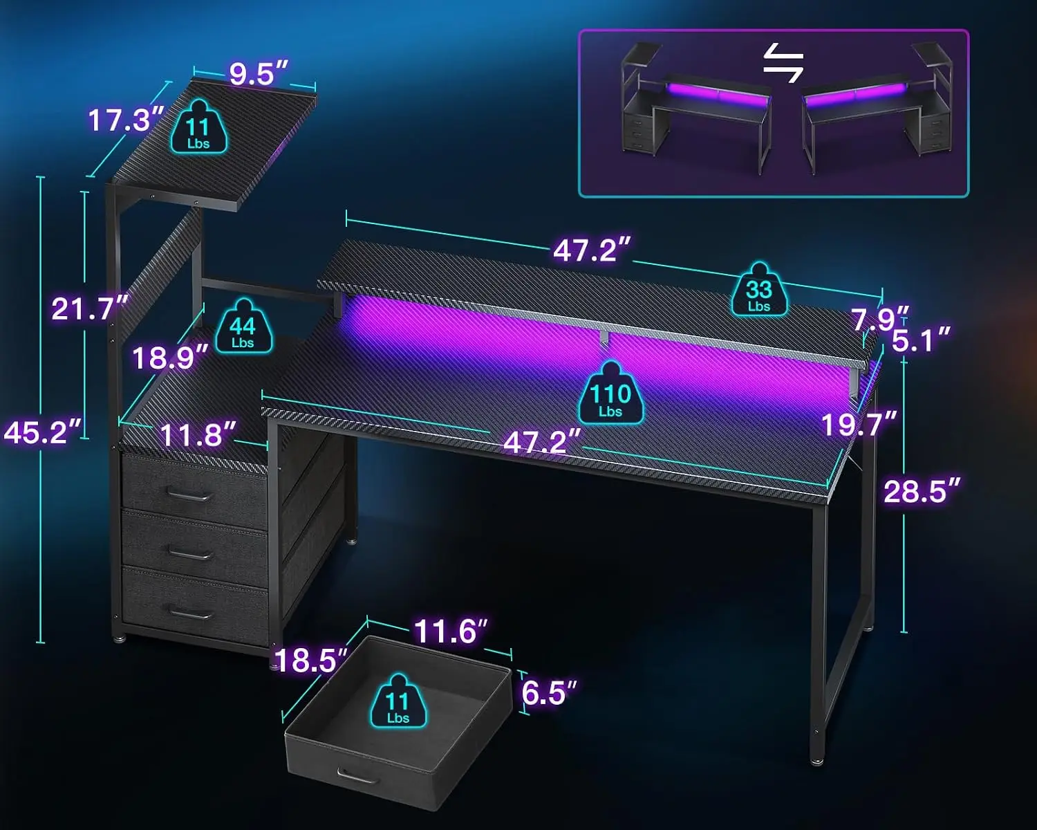 Gaming-Schreibtisch mit PC-Vit – Pc Gaming Y60 Bewertung und Preis